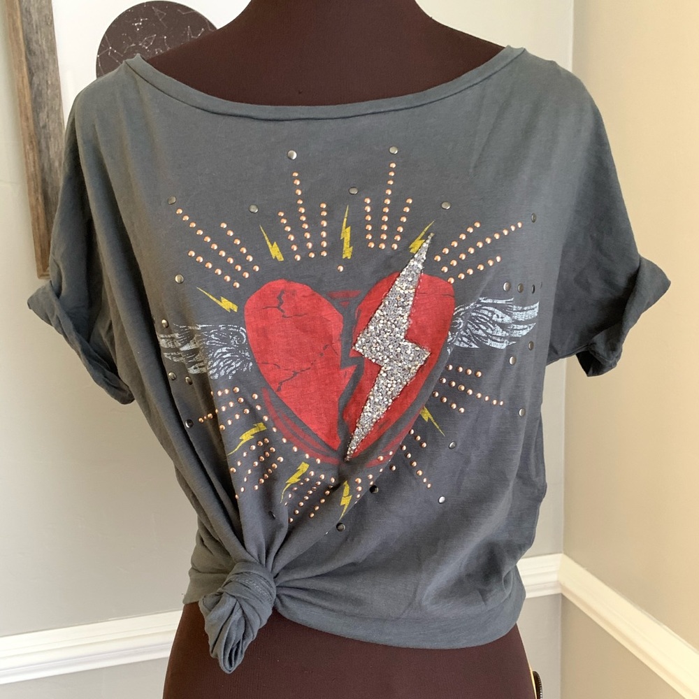 River Island Vintage Style Heart Stud Bead Shirt S